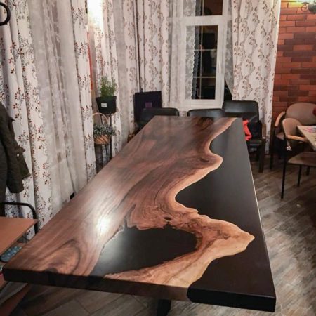 Table de salle à manger/cuisine/bar bois résine époxy rivière